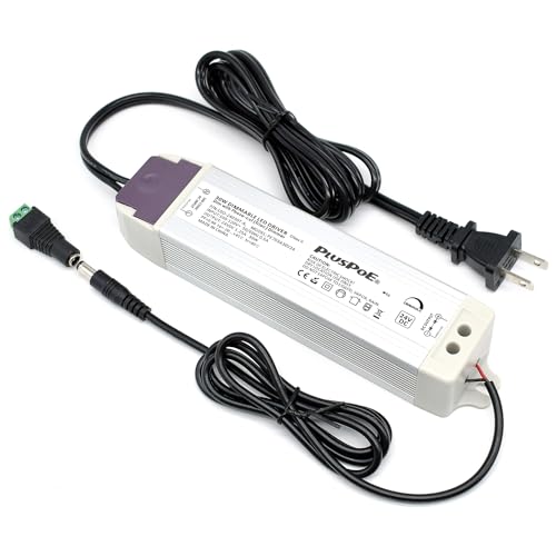 PLUSPOE 30W Dimmable LED Driver Transformer, 120VAC to 24V DC Magnetic Power Supply Compatible with...