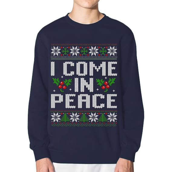 fresh tees I Come In Peace Couple Matching Ugly Christmas Sweater Sweatshirt for Men/Women2