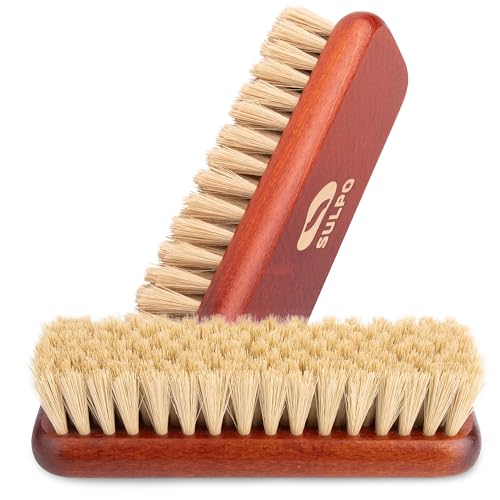 SULPO Juego de Limpieza para Zapatos - Cepillo de 16 cm para Cuero y Suciedad, Cerdas Suaves, Pulido Natural - 2 Unidades