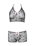 Détails adorables : glissez-vous dans des détails charmants que vous et votre partenaire adorerez. Le haut de lingerie noire dispose d'une bordure en forme de cœur et de liens au niveau du cou, tandis que le short de cette lingerie sexy offre un maximum de confort