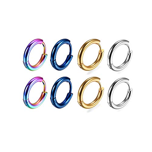 Image of 316L Surgical Stainless Steel Huggie Hoop Earrings 6mm 8mm 10mm 11mm 12mm 14mm Hypoallergenic Earrings Ring Cartilage Helix Lobes Hinge Sleep Earrings for Men Women