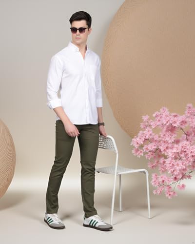 Image of Majestic Man Premium Cotton Slub Slim Fit Comfortable Solid Stylish Trousers