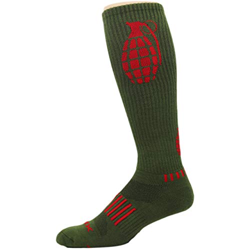 Army Green and Red The Ultimate Grenade Knee-High Fitness Socks2
