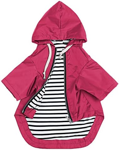 Stylish Premium Dog Raincoats - Dog Wear Yellow Zip Up Dog Raincoat with Reflective Buttons, Pockets, Rain/Water Resistant, Adjustable Drawstring -Yellow -S