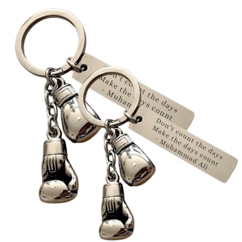 Image of 2pcs Boxing Glove Keyring,Inspirational Quote,Mini Boxing Gloves Keychain