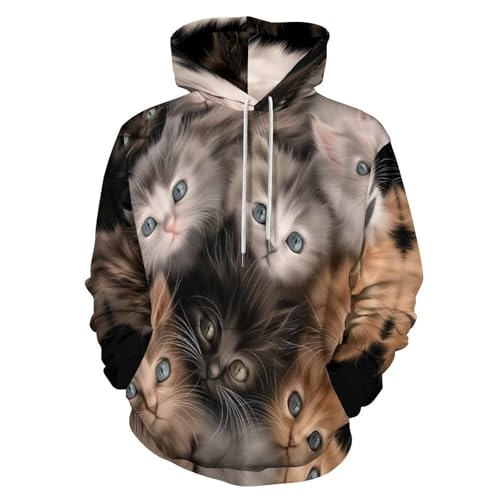Sweat a capuche homme chaton mignon pull 3D anti froissement