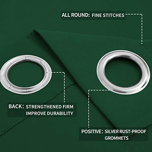 Image of Easy-Going Blackout Curtains for Bedroom, Solid Thermal Insulated Grommet and Noise Reduction Window Drapes, Room Darkening Curtains for Living Room, 2 Panels (52x63 in,Dark Green)