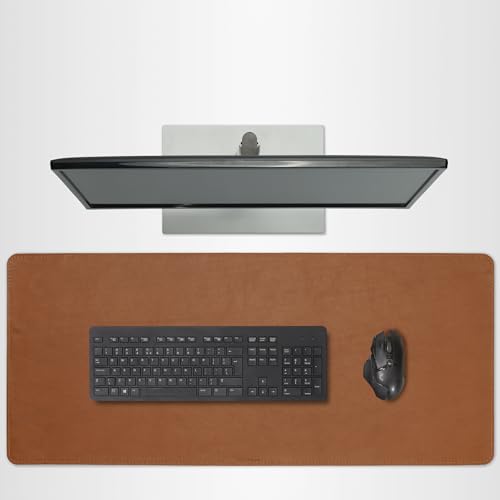 Tapete de escritorio cuero genuino toffee XL 89.92x39.88cm miniatura 1