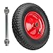 Garronda Ersatzrad Schubkarre 4.80/4.00-8 Schubkarrenrad Ø 390 mm Luftreifen 2PR Reifen bis 210 kg mit Achse Stahlfelge Kugellager für Gartenwagen Hof Baustelle GD-0163, Schwarz-Rot