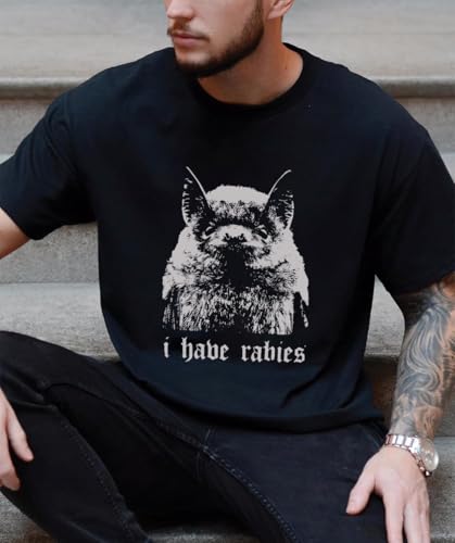 Image of I Have Rabies T-Shirt, Vintage Dark Humor I Have Rabies Bat Tee for Women Men
