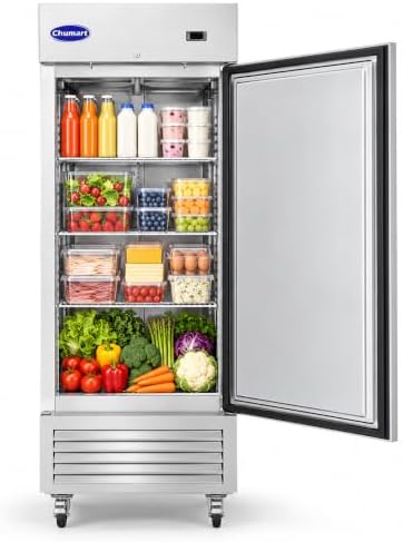 27" W Commercial Refrigerator Single Door 19 Cu.ft Commercial Fridge Fan cooling Stainless Steel Reach-in Refrigerator with Digital Thermostat for Restaurant, Bar, Commercial Use, etc