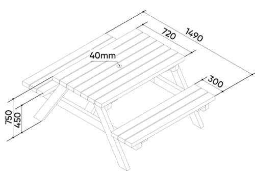 MG Timber Heavy Duty Premium, A-frame Picnic table, Bench. Made From Pressure Treated Swedish Redwood (Square Corners, 7FT)