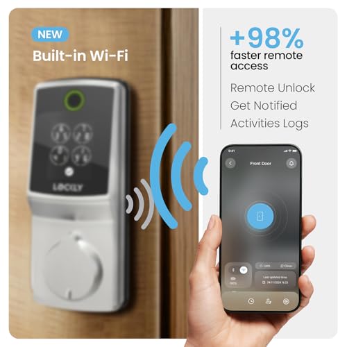 Image of Lockly Secure Pro Smart Lock, 0.2s AI Fingerprint Door Lock, Patented PIN Genie Keypad, Keyless Entry Deadbolt for Front Door, Zinc Alloy, IP65 Waterproof, 2 Backup Keys Included