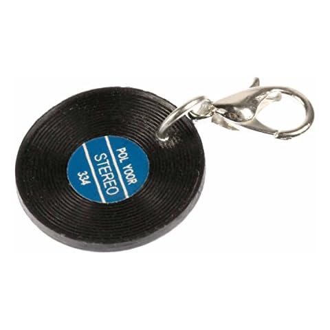 Miniblings Schallplatte LP Vinyl Charm Zipper Pull Musik DJ Disko blau - Handmade Modeschmuck I Kettenanhänger versilbert - Bettelanhänger Bettelarmband - Anhänger für Armband Cover
