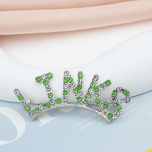 Image of Greek Sorority Brooch Pin for Women Sister Sorority Gift Paraphernalia Jewelry Green Rhinestone Brooch Sisterhood Graduation Gift for Soror