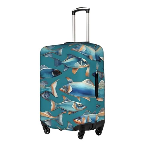 Housse pour bagage imprimé poissons océaniques protection blanche - 2