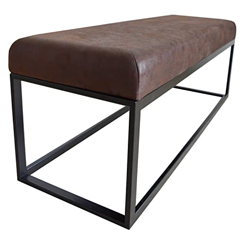 Damiware COUCHY Banc Banquette - Cuir - Couleur Burgundy - Banquette lit - Banc Salle a Manger - Banc entrée Cuir - 121 cm - Assise Confortable - Qualité supérieure