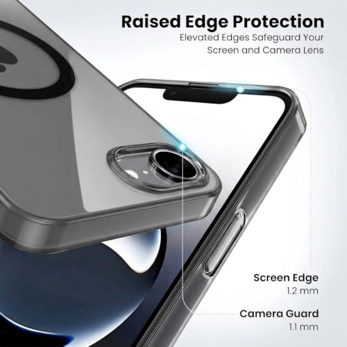 Image of Elzzi Anti Scratch Semi Transparent Cover for iPhone 17e Case, Premium PC + TPU Magnetic Phone Cases Drop Proof,Compatible with Magsafe Slim Anti Yellowing Never Yellowing Shockproof, (Grey)