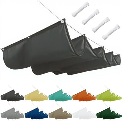 Voile d'ombrage à vague rétractable, store intérieur réglable sur mesure, avec corde de traction, pour auvent de terrasse, pavillon, terrasse et jardin, 1...