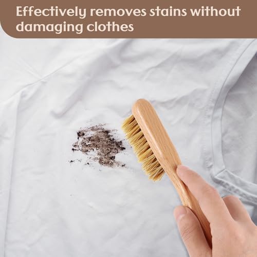 3 Pcs Wood Laundry Stain Brush Stain Remover Brushes with Boar Bristle Small Stain Brush for Clothes for Scrub