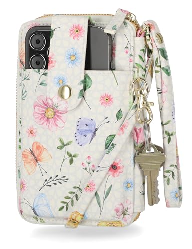 Image of Mundi Jacqui RFID Crossbody Wallet for Women, Vegan Leather Small Travel Handbag with Phone Holder, Compact Organizer with Card Slots and Adjustable Strap, Vacation Purse in