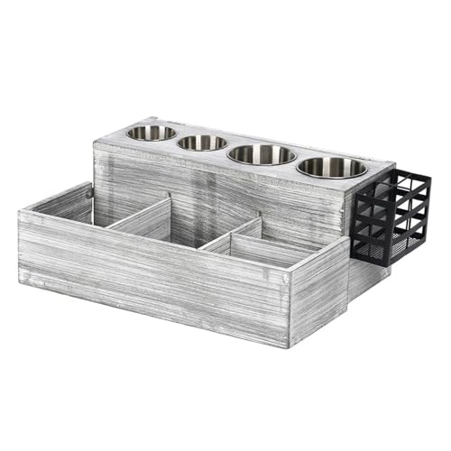 MotiveTech ヘアツールオーガナイザー サイドバスケット ステンレススチールカップ 化粧台収納スタンド