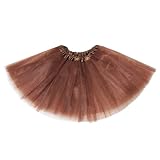 Women's 5-Layer Tulle Tutu Skirt, Fluffy Dance Dress for Cosplay, St. Patrick's Day Halloween Costume, Party, Running (US, Alpha, Large, Regular, Regular, Brown) -  UAREBST