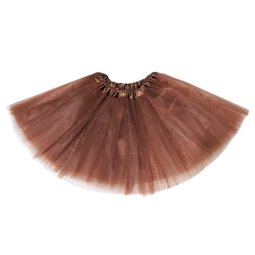 Women's 5-Layer Tulle Tutu Skirt, Fluffy Dance Dress for Cosplay, St. Patrick's Day Halloween Costume, Party, Running (US, Alpha, Large, Regular, Regular, Brown) -  UAREBST