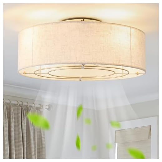 YMKSKJ Low Profile Ceiling Fans with Lights, 20" Boho Rattan Ceiling Fan with Light Flush Mount and Remote Control, Drum Caged with 6 Speeds for Bedroom, Nursery, Living Room