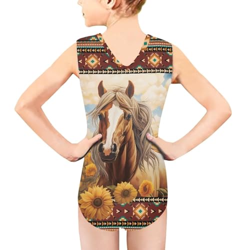 Image of Girls Cartoon Pattern One-Piece Swimsuits Sport Racer Swimwear Beach Bathing Suit, Size 5-14