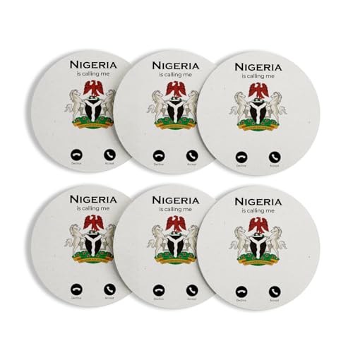 sous Verre Ronds Base Liège- Nigeria is Callling Me Coat of Arms History - Lot de 6 (95 x 95 mm)
