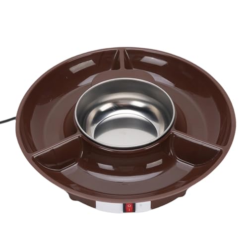 HELEVIA Portable Electric Chocolate Melting Pot, Stainless Steel 25W Chocolate Fondue Pot Set, for Dipping Drizzling Decorating Strawberries (UK 220 V)