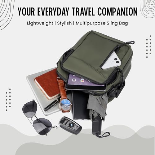 Image of CARRY TRIP Men Sling Bag with 1 Large & 1 Small Compartment, 2 Pockets, Water Resistant Crossbody Travel Bag -Chest Shoulder Side Bag for Travelling, Daily Use - Compact, Lightweight & Durable