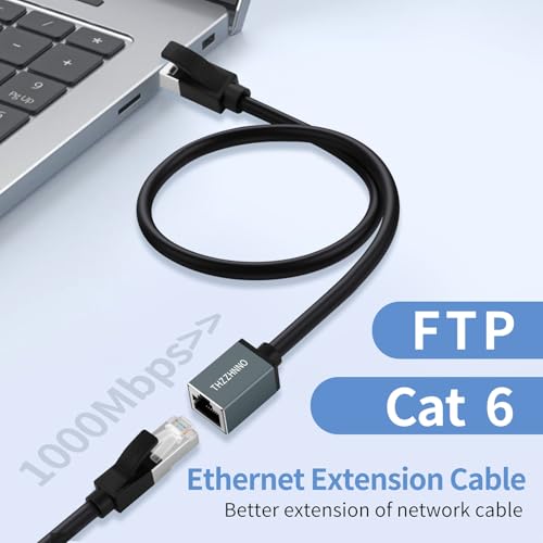 Cat6 Ethernet Extension Cable 6.6FT, 1000Mbps RJ45 Male to Female Adapter Cable, Gigabit LAN Cord for MC, PC, Routers, Modems, and Switch