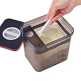 1.8L Milchpulverspender.Milchpulver Aufbewahrungsbehälter Baby, Tragbare Versiegelter Milchpulver-Aufbewahrungsbox, zur Aufbewahrung von Baby Milchpulver, Obst und Lebensmitteln,Black