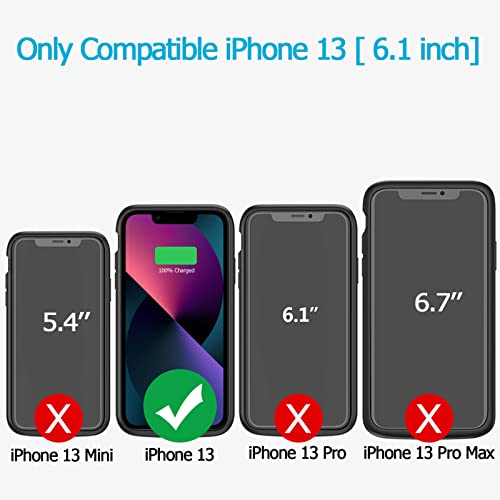 Battery Case for iPhone 13, Enhanced 7000mAh Ultra Thin Portable Protective Smart Charging Case Support Carplay Compatible with iPhone 13 (6.1 inch) Rechargeable Extended Battery Charger Case (Black)