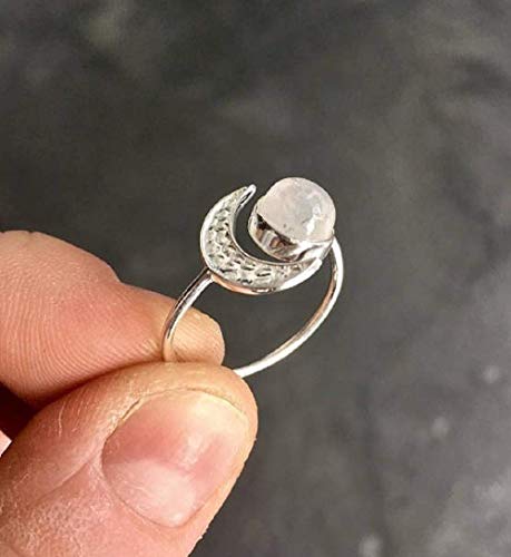 Lzz Fashion Lady 925 Sterling Silver Moonstone Gemstone Ring Sun Moon Gemstone Birthstone Ring Wedding Jewelry Size 6-10 (US code 10)4
