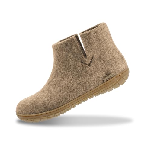 Image of Glerups 100% quality wool mix Boot Slipper with rubber sole - Unisex