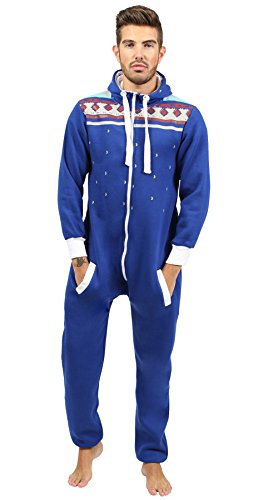 Newfacelook Elegante De los hombres Impreso Onesie Sudadera con capucha Todas En Uno Cremallera Capucha Hombres Mono