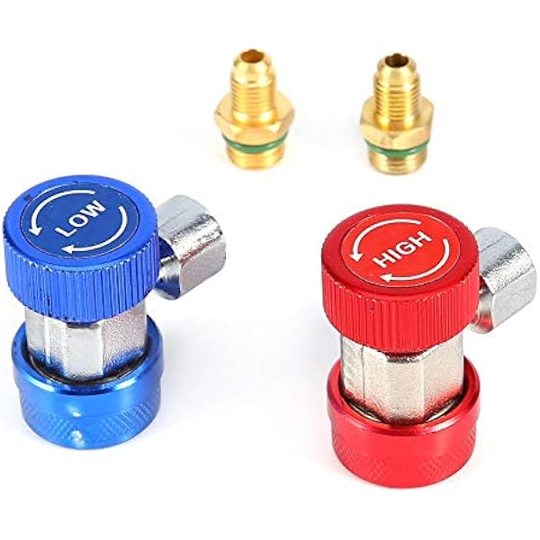 134 A adaptery, freon 2 x R134A AC klimatyzacja może kran regulowany szybki łącznik wysoki niski adapter złącze wkład gazowy płyn chłodniczy