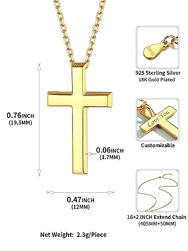 ChicSilver Cross Necklace for Women Sterling Silver Dainty Small Cross Pendant Faith Necklace Jewelry Religious Gifts3