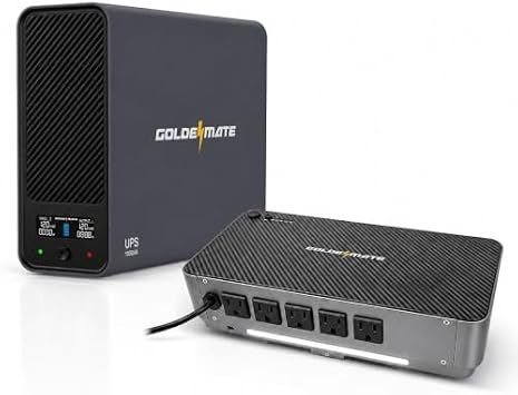 GOLDENMATE Lithium UPS 1000VA 600W + 600VA 360W UPS Battery Backup for Home & Office