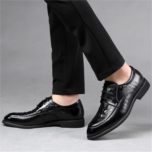 Mens Leather Dress Shoes Pointed Toe Business Oxford Shoes Korean Style Small Size Breathable Formal Autumn Lace up2