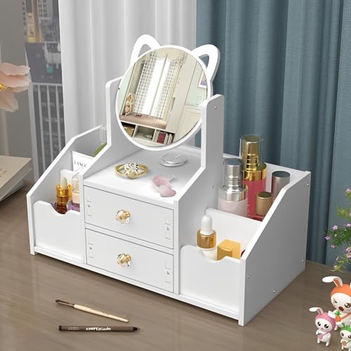 TFSZE Make Up Organizer,Cosmetic Organizer,Make Up Organizer mit Schubladen,Schminktisch Mit spiegeln Kosmetik Organizer, stapelbares Kosmetikregal, Schminkaufbewahrung für Dresser Schlafzimmer
