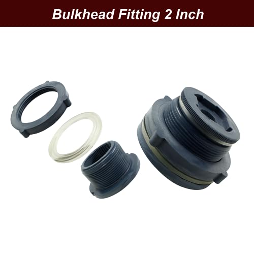 Image of 2 Inch NPT2 PVC Bulkhead Fitting with Plug, 1pc | Plastic Water Tank Connector, Threaded Thru-Bulk Pipe Fittings, For Rain Barrels, Aquariums, Ponds, Pools