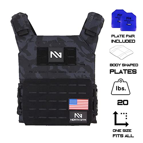 Image of Northgym Adjustable Weighted Vest /Incl. 3D Weight Plates in 14lbs / 20lbs / 30lbs / 42.5lbs - Optimized Weight Distribution and with Curved Plates for Running, Functional Training and Working Out