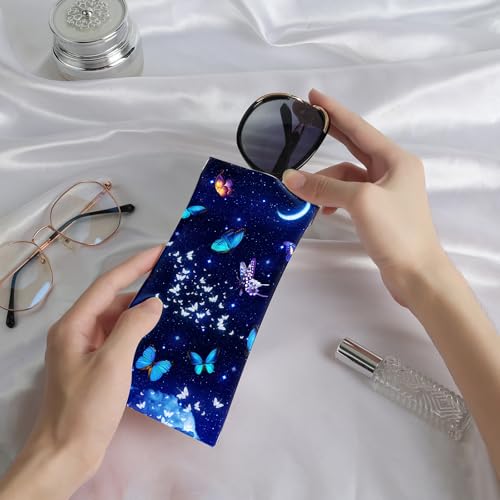 Image of Anikathy 2Pcs Sunglass Eyeglass Glasses Case Soft PU Leather with Cleaning Cloth Cute Glasses Pouch Bag for Men Women Girs