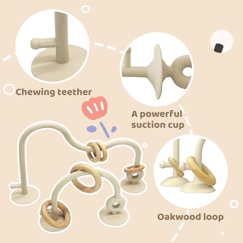 Image of Baby High Chair Toys Teething Chew - Baby Table Toys, High Chair Suction Toy Teething Toys Silicone Teethers, Food Grade Silicon for 6 12 18 Months White