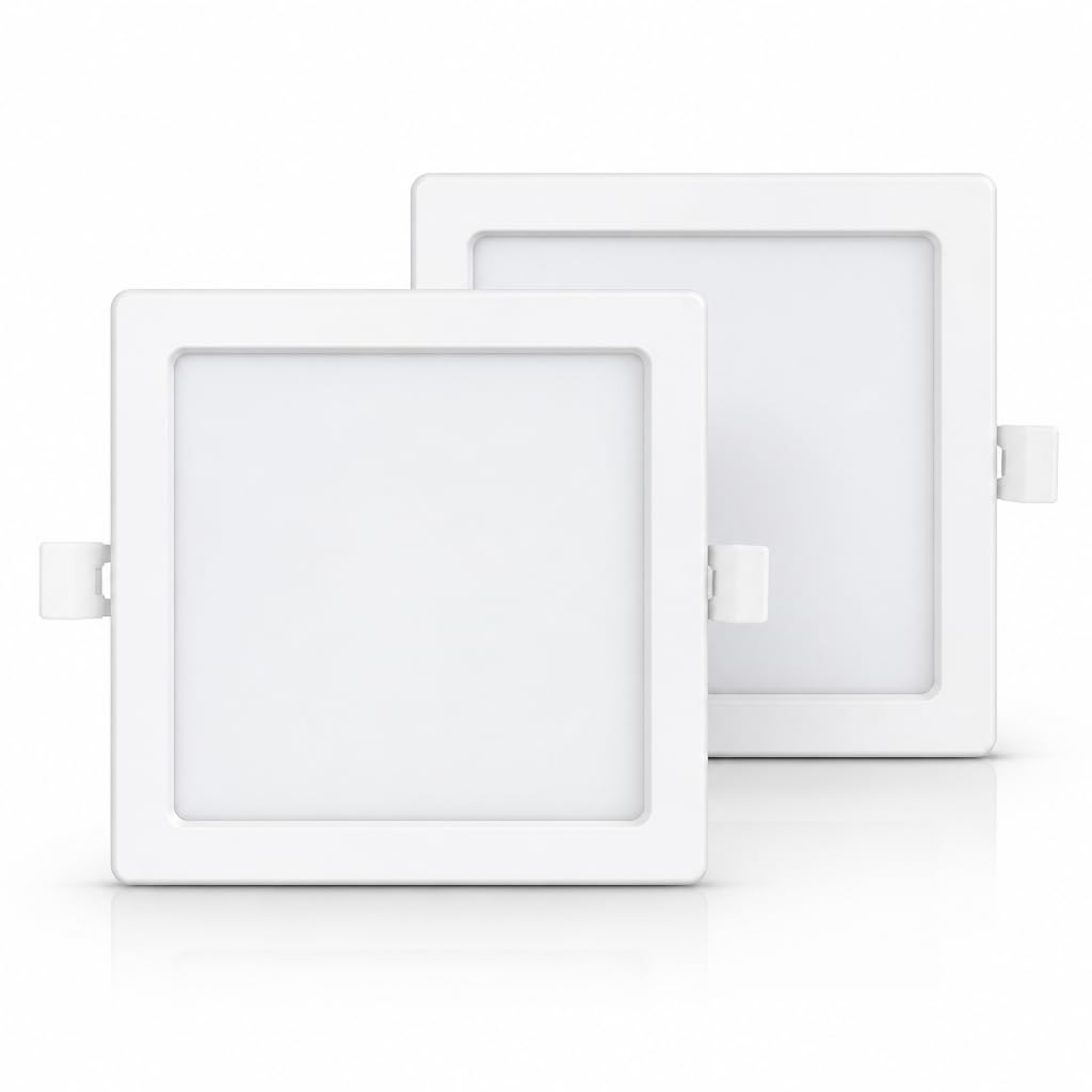 Square LED Panel Light, 10W, Warm White 3000K, Ultra Slim Recessed Ceiling Downlight for Home & Office, 2 Pack-image-17