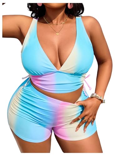 SOLY HUX Women's Plus Size Swimsuit Ombre High Waisted Bikini